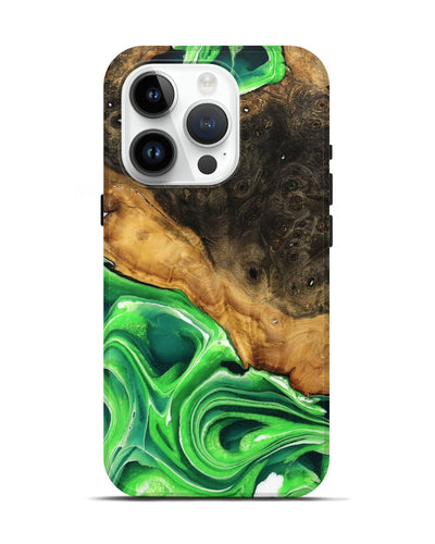 iPhone 15 Pro Wood Live Edge Phone Case - Amparo (Green, 735553)