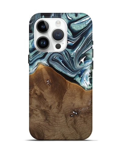 iPhone 15 Pro Wood Live Edge Phone Case - Babb (Blue, 735567)