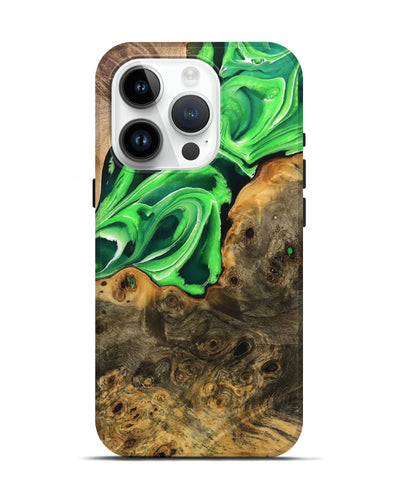 iPhone 15 Pro Wood Live Edge Phone Case - Nohely (Green, 735569)