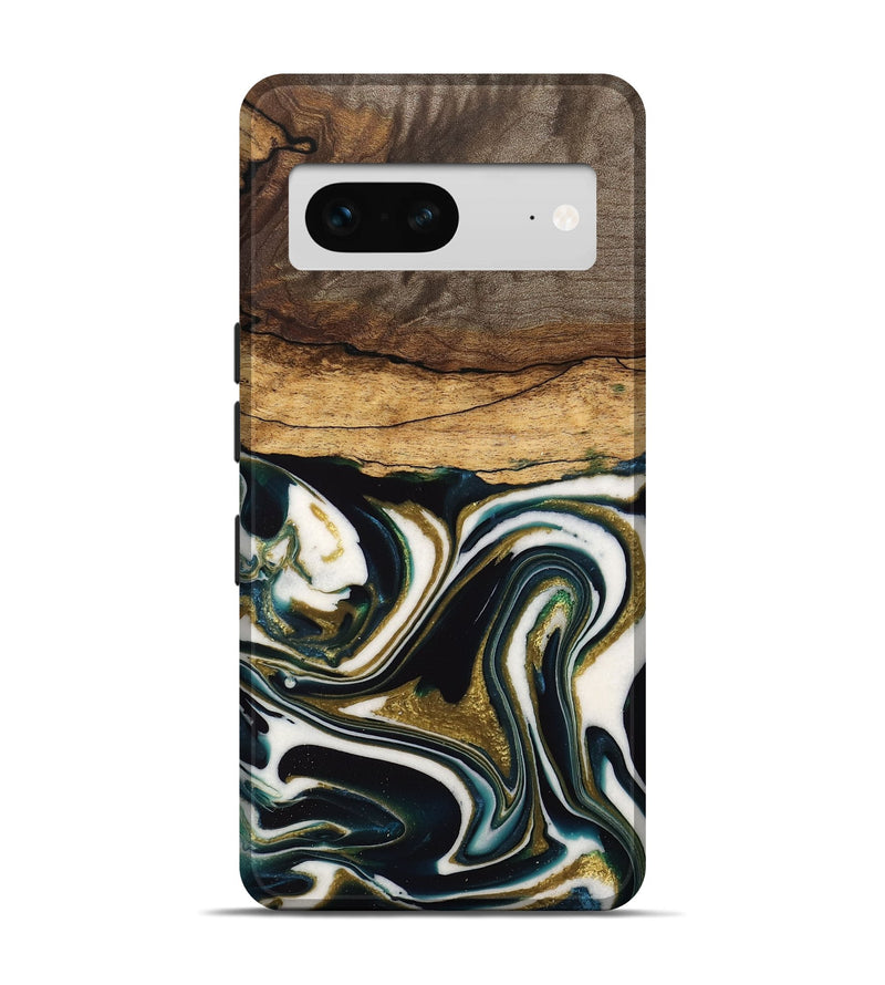 Pixel 7 Wood Live Edge Phone Case - Olinda (Teal & Gold, 735613)