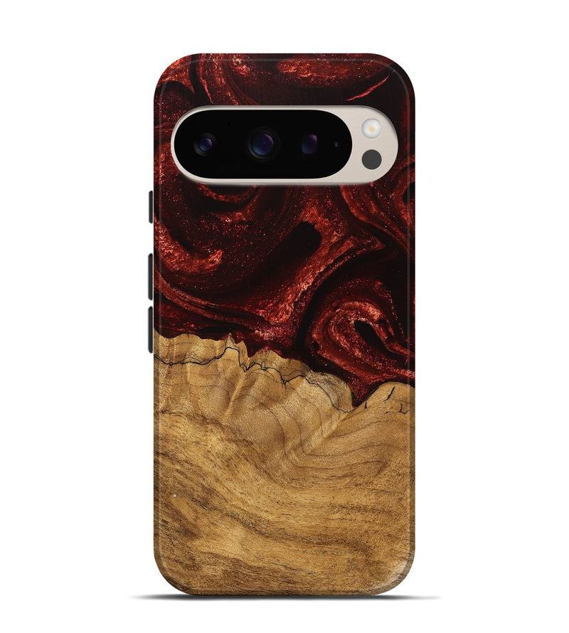 Pixel 9 Wood Live Edge Phone Case - Jimmy (Red, 735623)