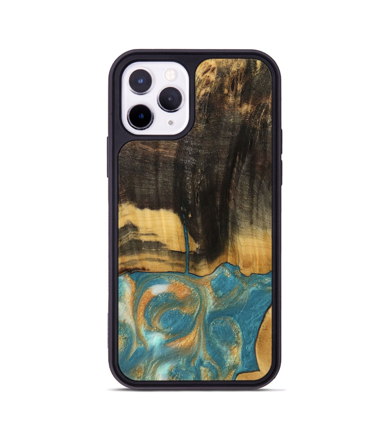 iPhone 11 Pro Wood Phone Case - Desire (Teal & Gold, 735774)