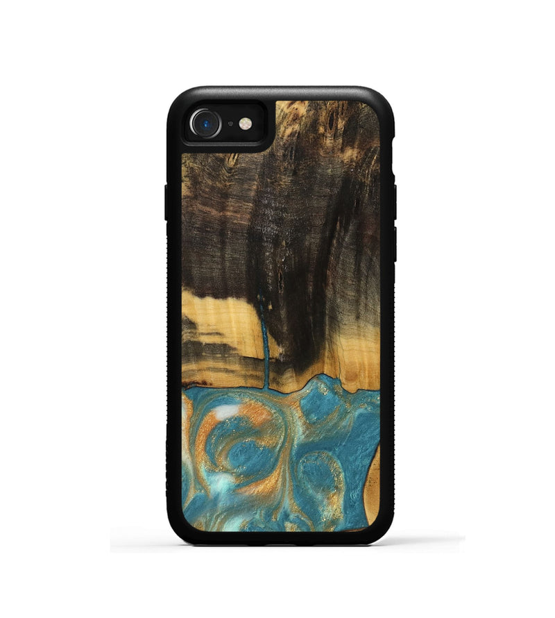 iPhone SE Wood Phone Case - Desire (Teal & Gold, 735774)