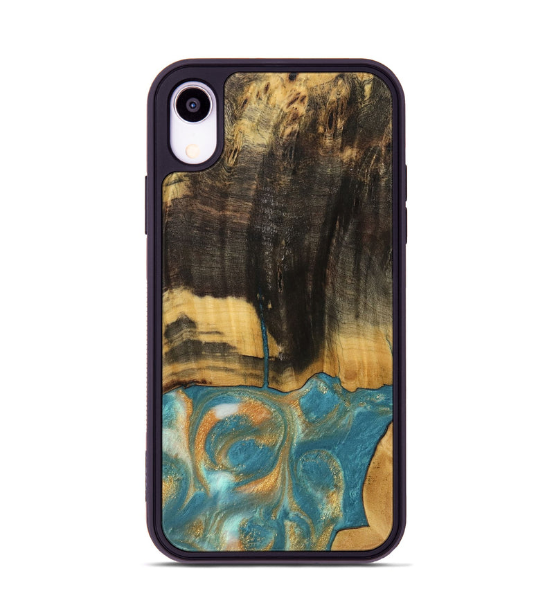 iPhone Xr Wood Phone Case - Desire (Teal & Gold, 735774)