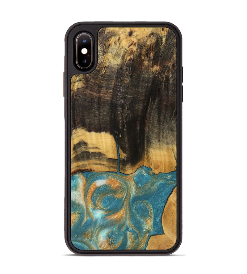 iPhone Xs Max Wood Phone Case - Desire (Teal & Gold, 735774)