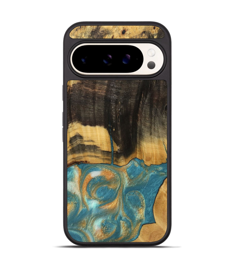 Pixel 9 Pro Wood Phone Case - Desire (Teal & Gold, 735774)