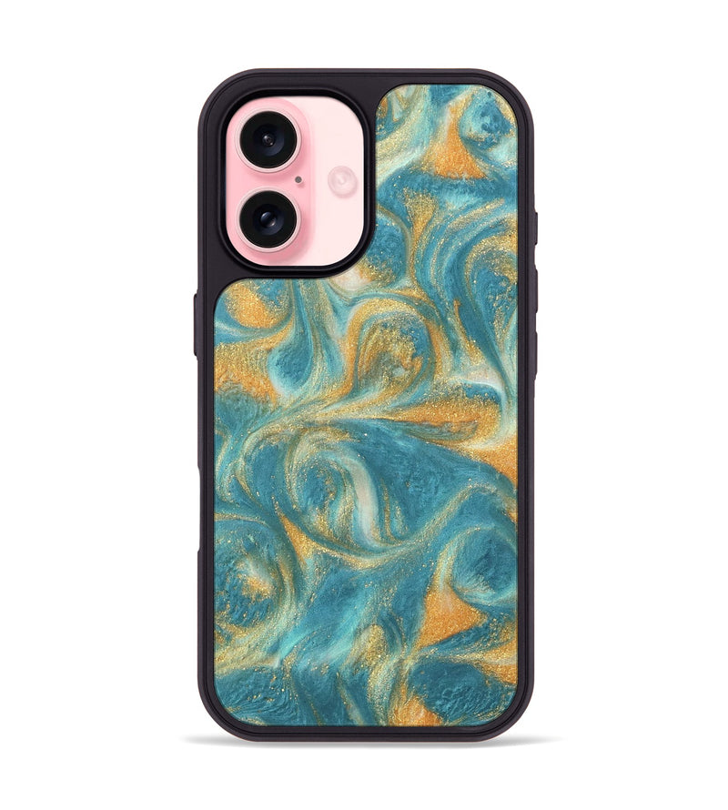 iPhone 16 ResinArt Phone Case - Jerrod (Teal & Gold, 735882)