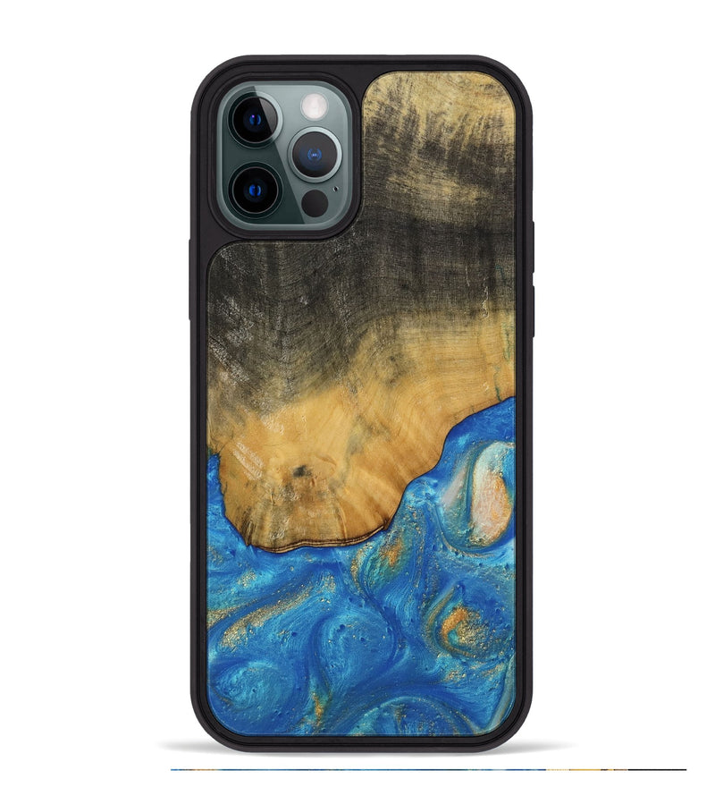 iPhone 12 Pro Max Wood Phone Case - Tilly (Teal & Gold, 736214)