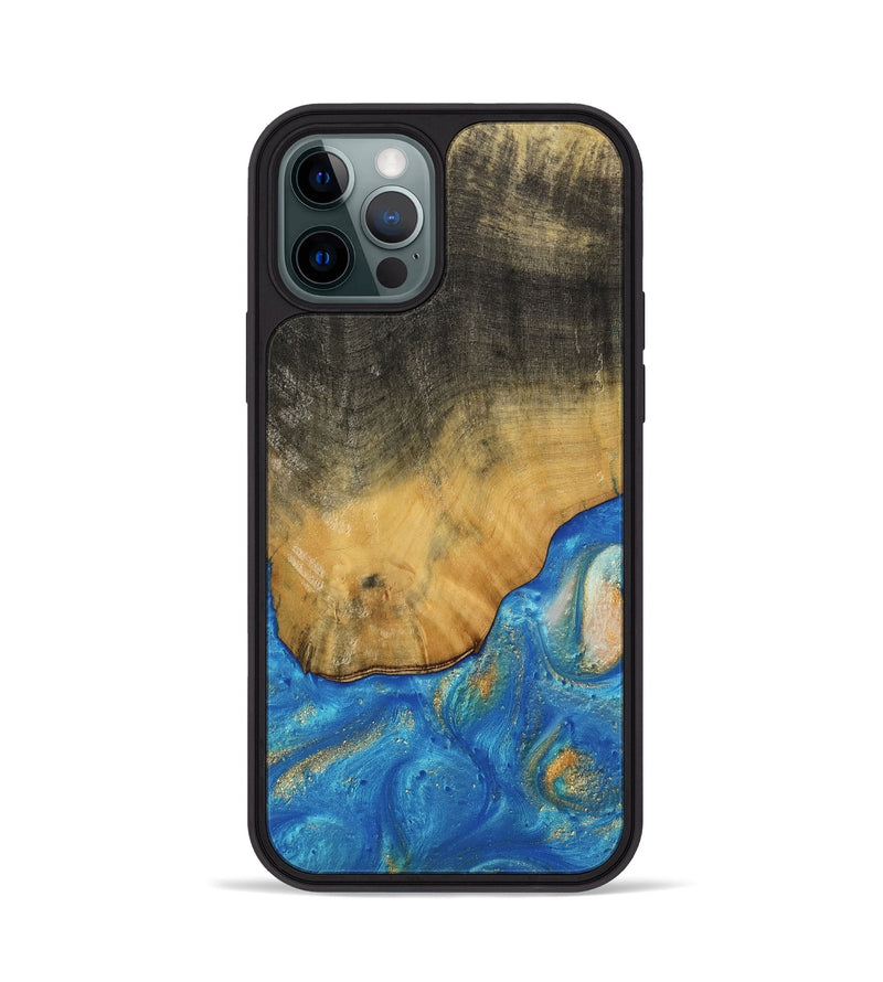 iPhone 12 Pro Wood Phone Case - Tilly (Teal & Gold, 736214)