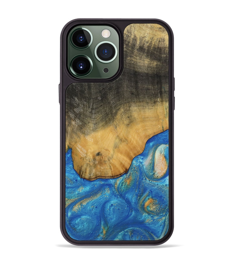 iPhone 13 Pro Max Wood Phone Case - Tilly (Teal & Gold, 736214)