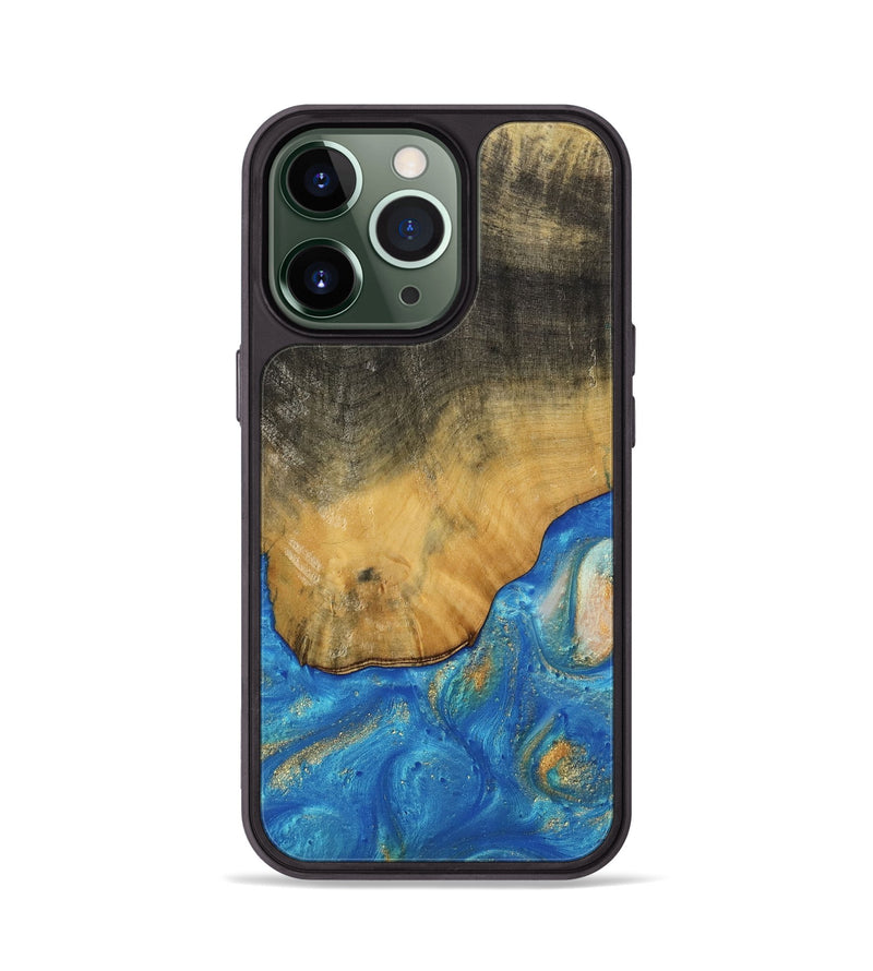 iPhone 13 Pro Wood Phone Case - Tilly (Teal & Gold, 736214)