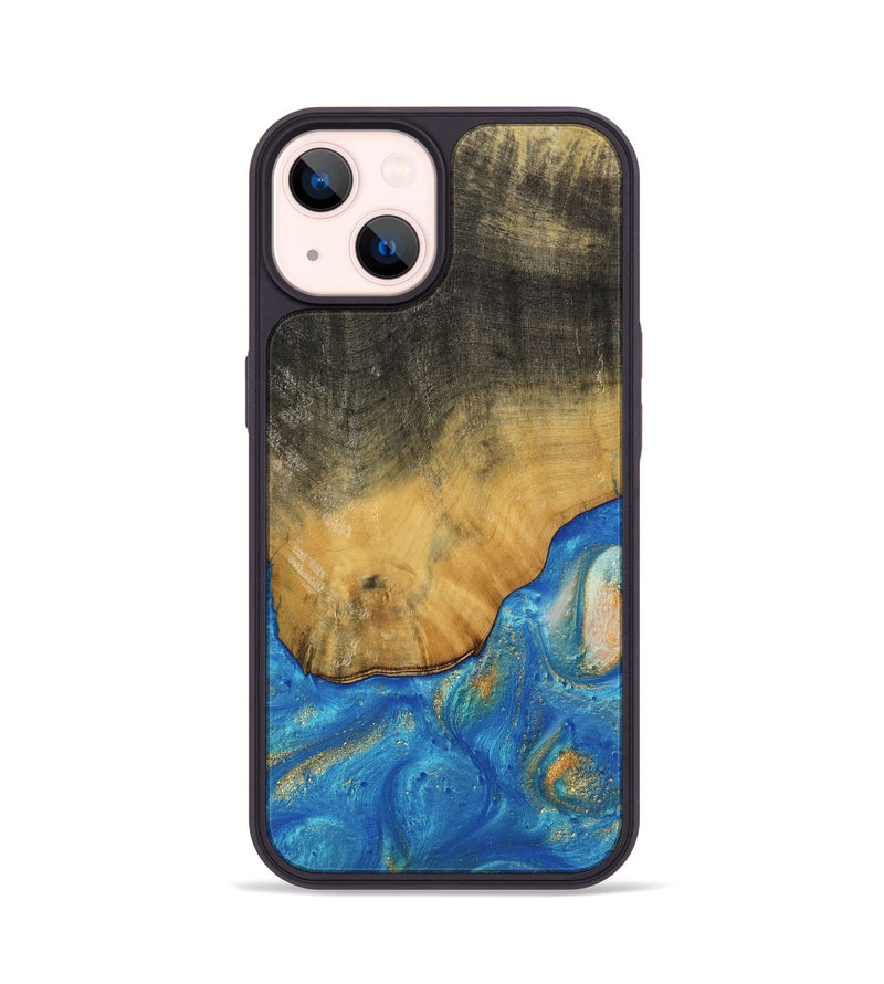 iPhone 14 Wood Phone Case - Tilly (Teal & Gold, 736214)