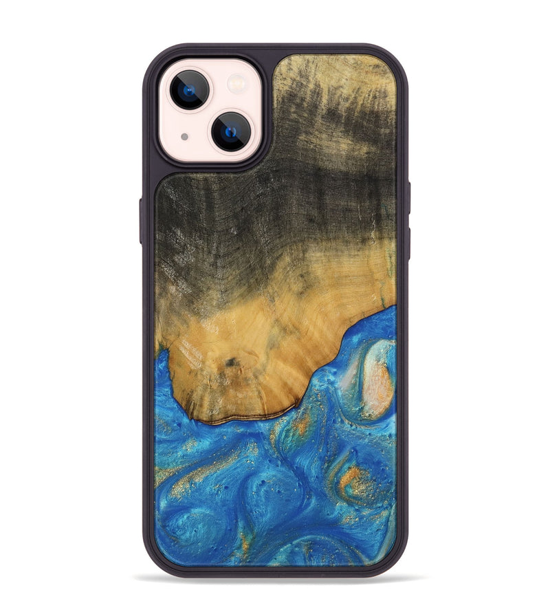 iPhone 14 Plus Wood Phone Case - Tilly (Teal & Gold, 736214)