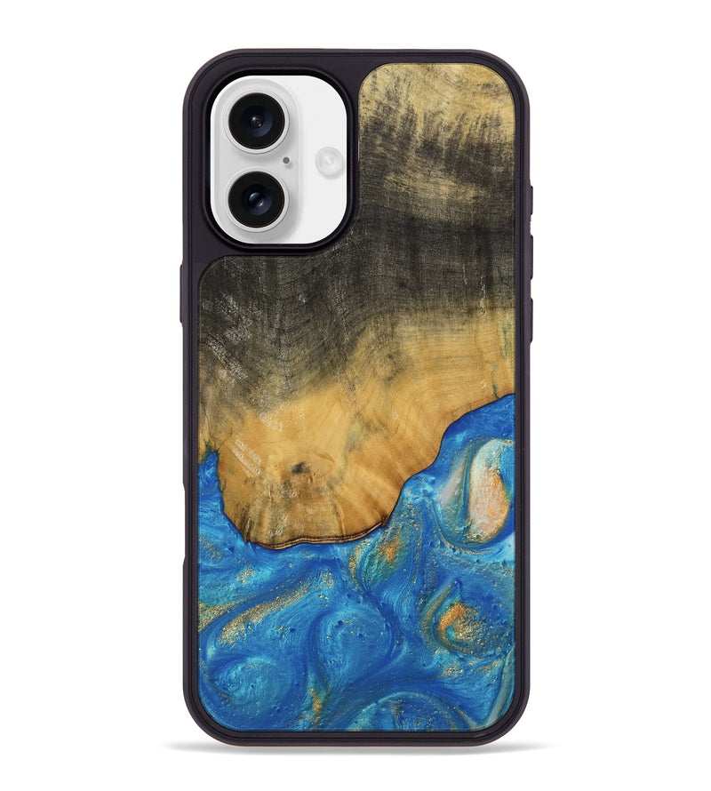 iPhone 16 Plus Wood Phone Case - Tilly (Teal & Gold, 736214)