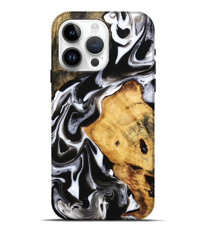 iPhone 15 Pro Max Wood Live Edge Phone Case - Amil (Black & White, 736369)