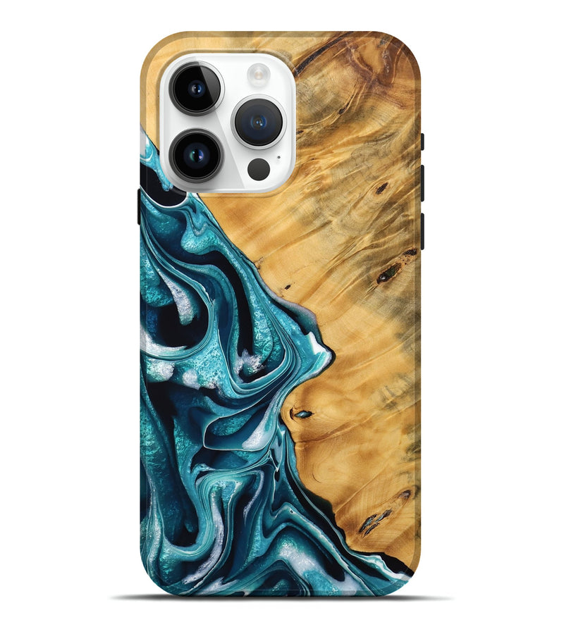 iPhone 15 Pro Max Wood Live Edge Phone Case - Linell (Blue, 736384)