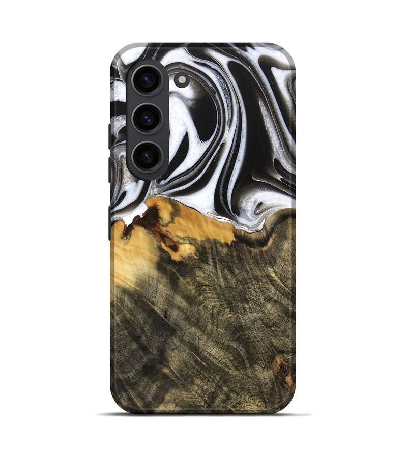 Galaxy S23 Wood Live Edge Phone Case - Merlyn (Black & White, 736521)