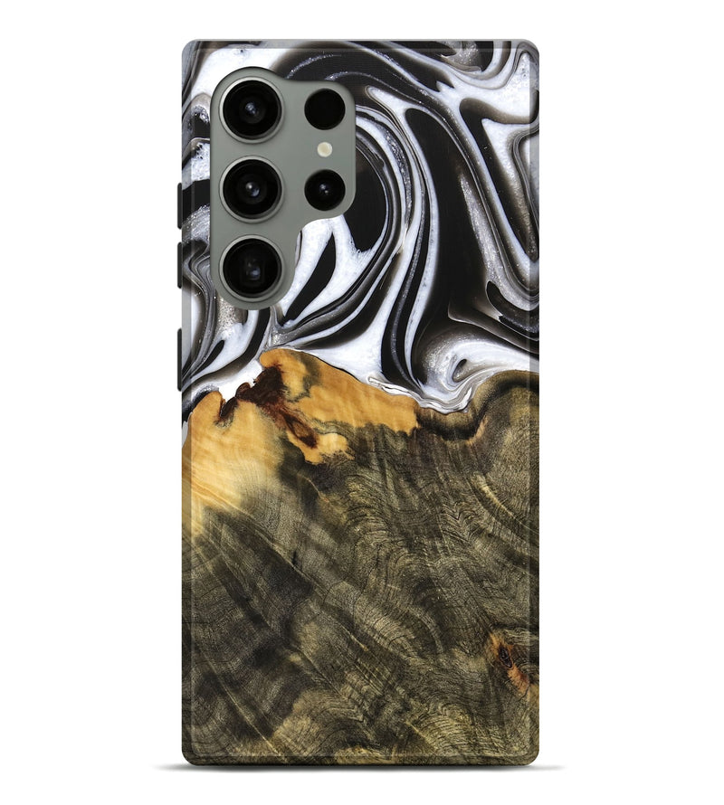 Galaxy S24 Ultra Wood Live Edge Phone Case - Merlyn (Black & White, 736521)