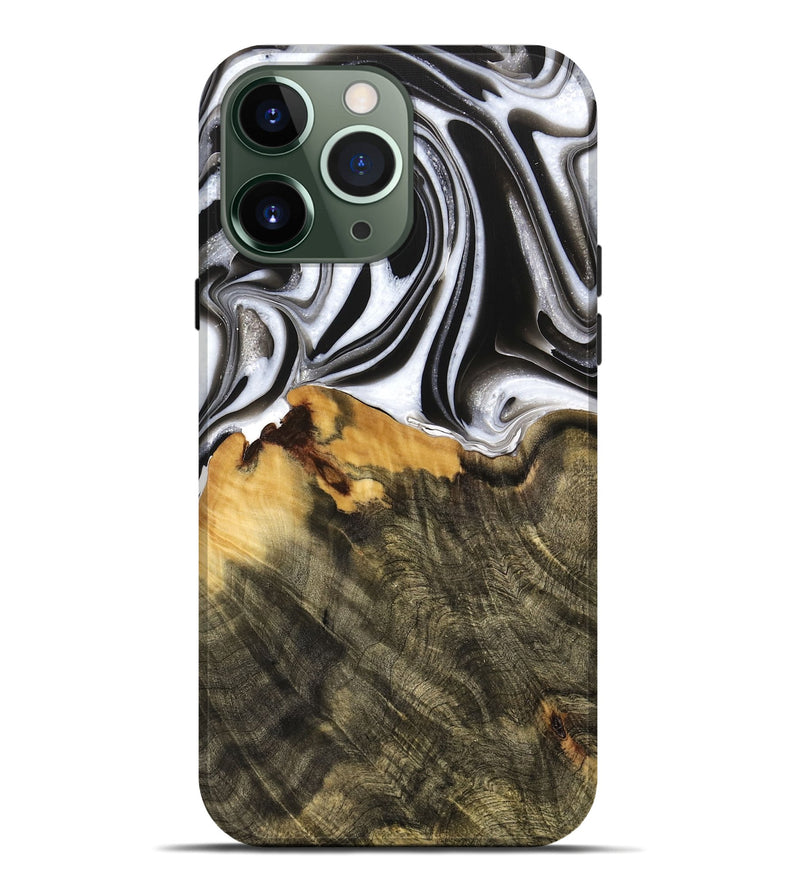 iPhone 13 Pro Max Wood Live Edge Phone Case - Merlyn (Black & White, 736521)