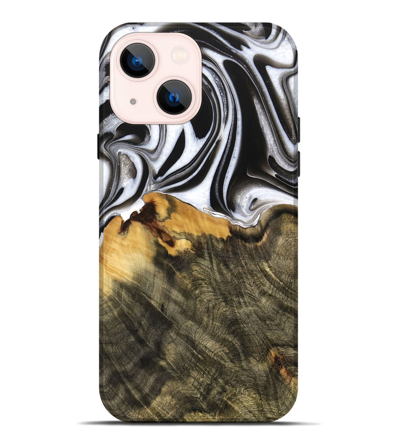 iPhone 14 Plus Wood Live Edge Phone Case - Merlyn (Black & White, 736521)