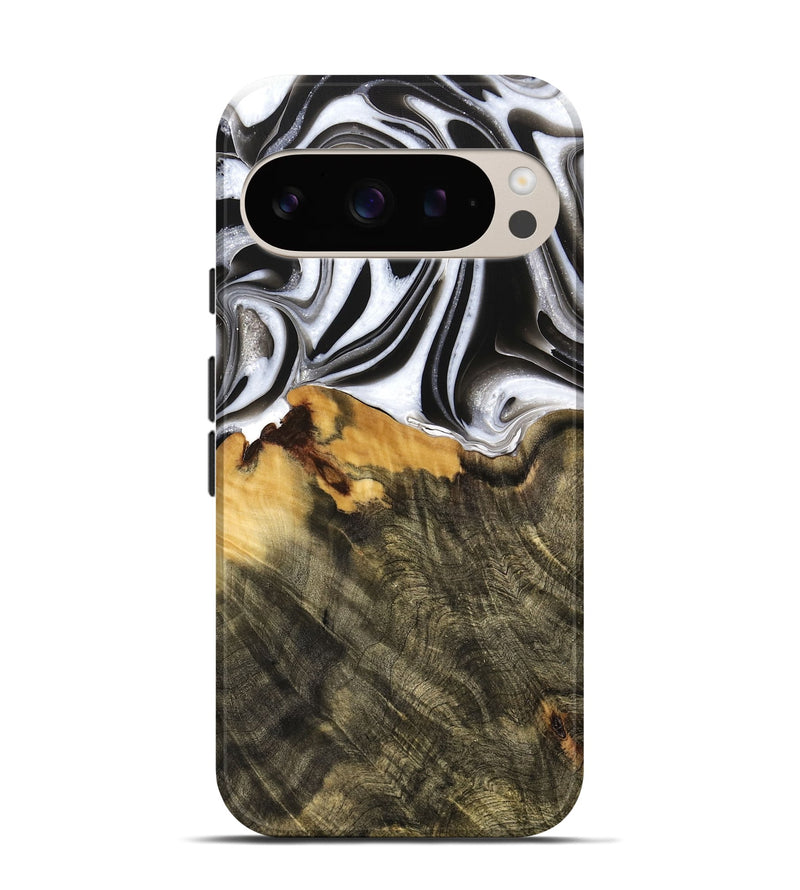 Pixel 9 Pro Wood Live Edge Phone Case - Merlyn (Black & White, 736521)