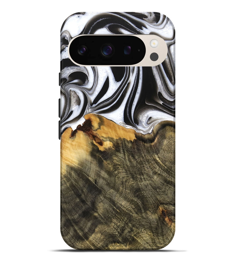 Pixel 9 Pro XL Wood Live Edge Phone Case - Merlyn (Black & White, 736521)