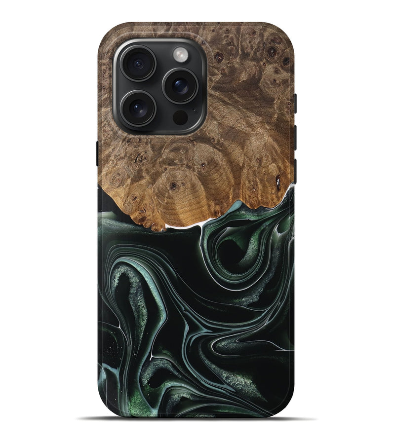 iPhone 16 Pro Max Wood Live Edge Phone Case - Tsing (Green, 737359)