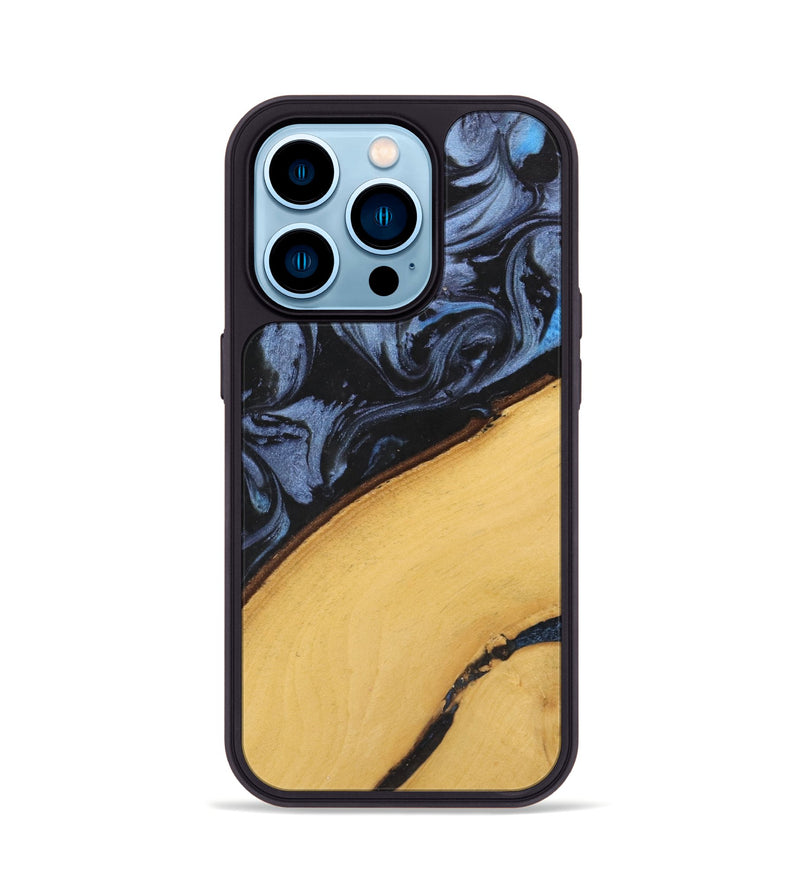 iPhone 14 Pro Wood Phone Case - Teena (Blue, 737732)