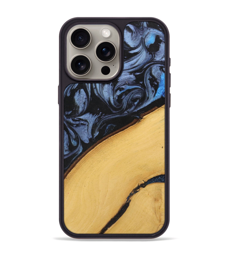 iPhone 15 Pro Max Wood Phone Case - Teena (Blue, 737732)