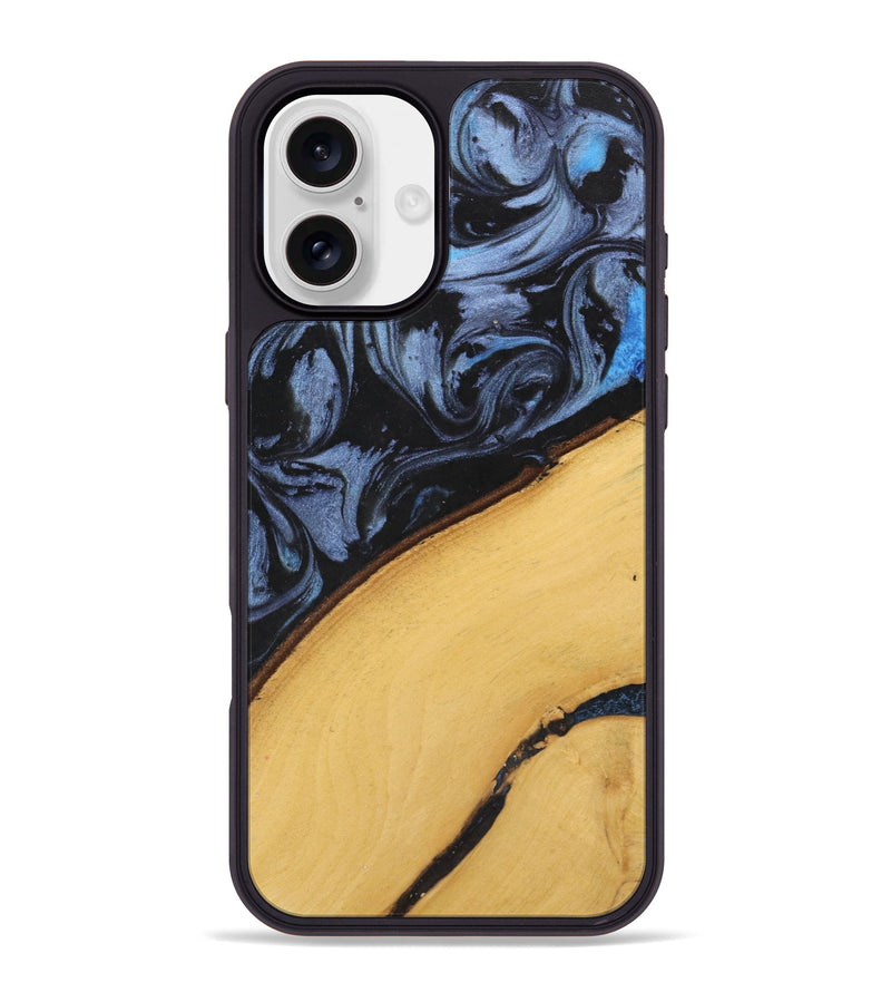 iPhone 16 Plus Wood Phone Case - Teena (Blue, 737732)