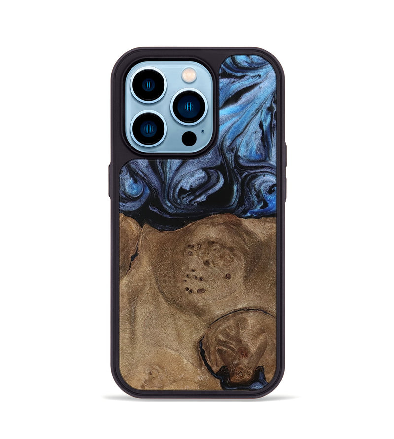 iPhone 14 Pro Wood Phone Case - Bette (Blue, 737808)