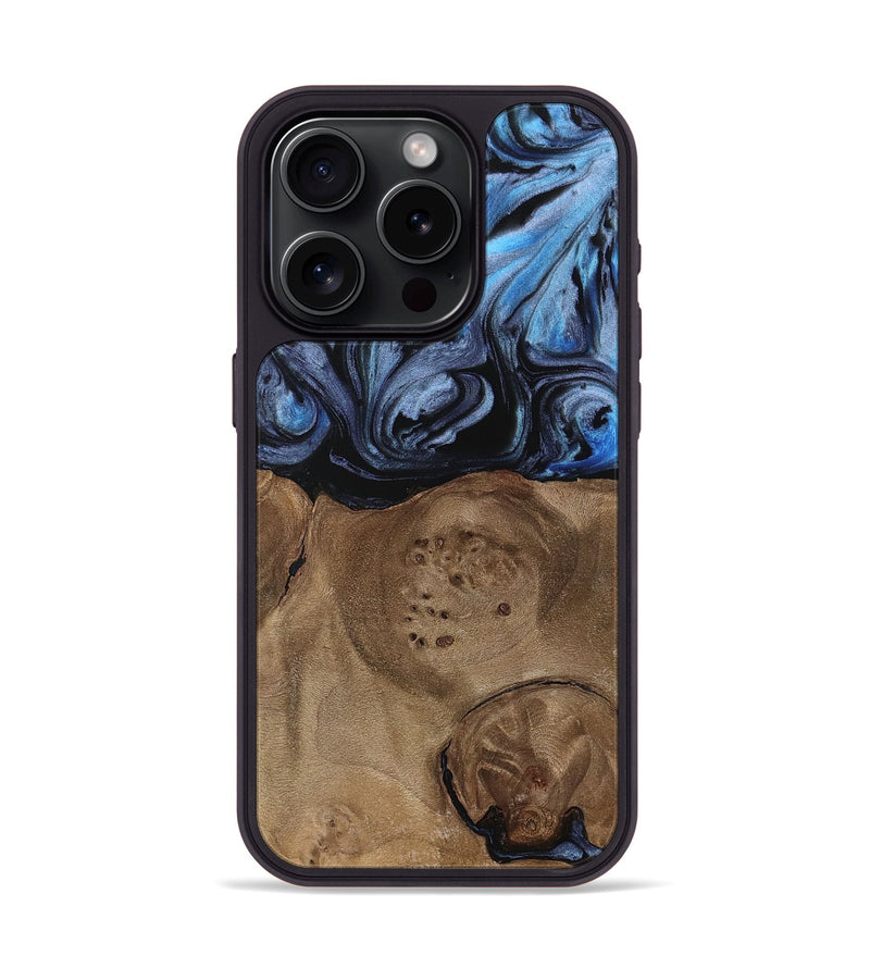 iPhone 15 Pro Wood Phone Case - Bette (Blue, 737808)