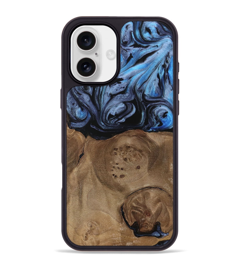 iPhone 16 Plus Wood Phone Case - Bette (Blue, 737808)