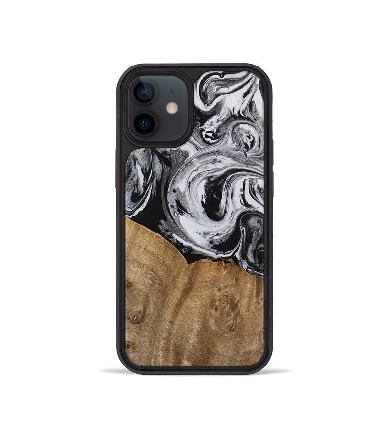 iPhone 12 mini Wood Phone Case - Kylee (Black & White, 737813)