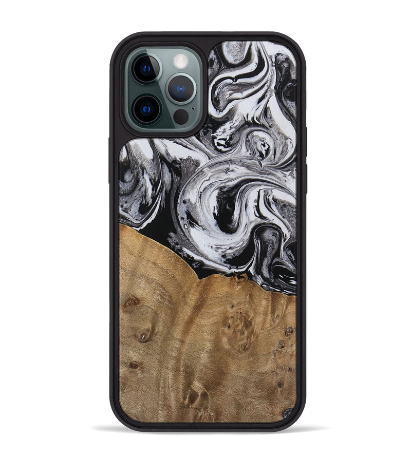 iPhone 12 Pro Max Wood Phone Case - Kylee (Black & White, 737813)