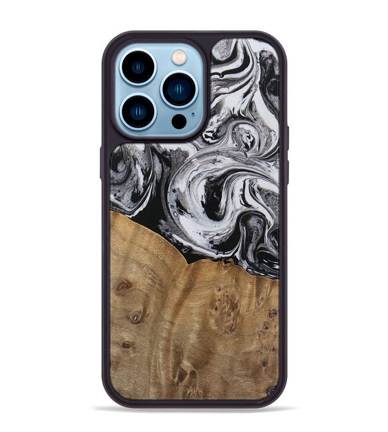 iPhone 14 Pro Max Wood Phone Case - Kylee (Black & White, 737813)