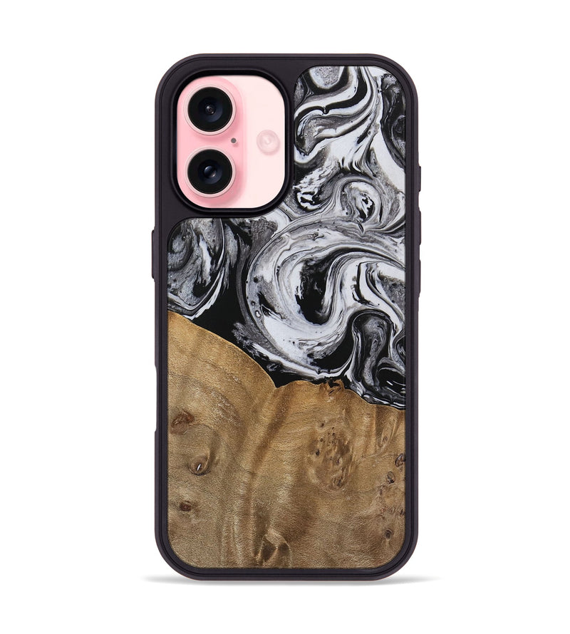 iPhone 16 Wood Phone Case - Kylee (Black & White, 737813)