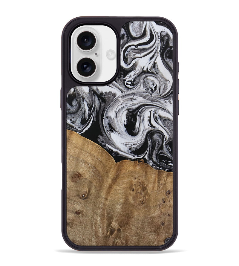 iPhone 16 Plus Wood Phone Case - Kylee (Black & White, 737813)