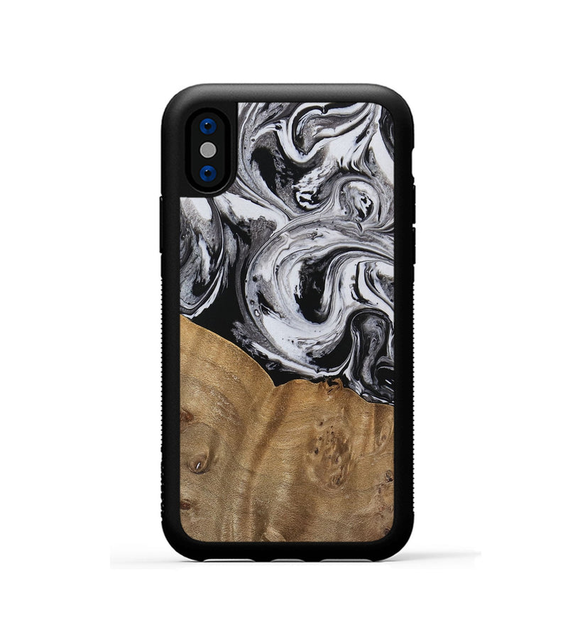 iPhone Xs Wood Phone Case - Kylee (Black & White, 737813)