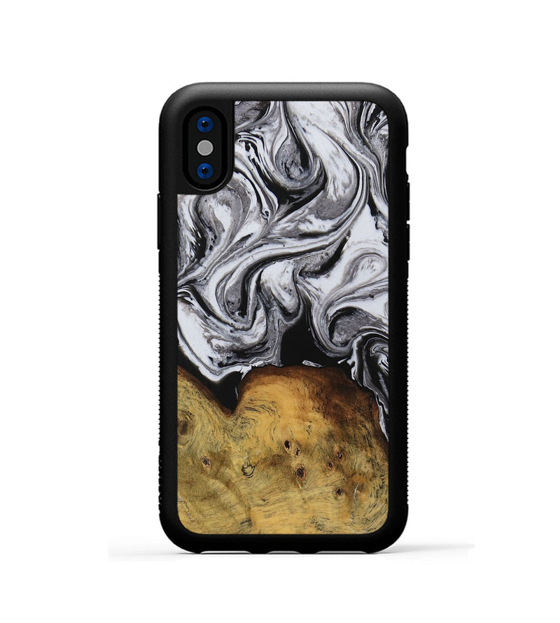 iPhone Xs Wood Phone Case - Vincent (Black & White, 737841)