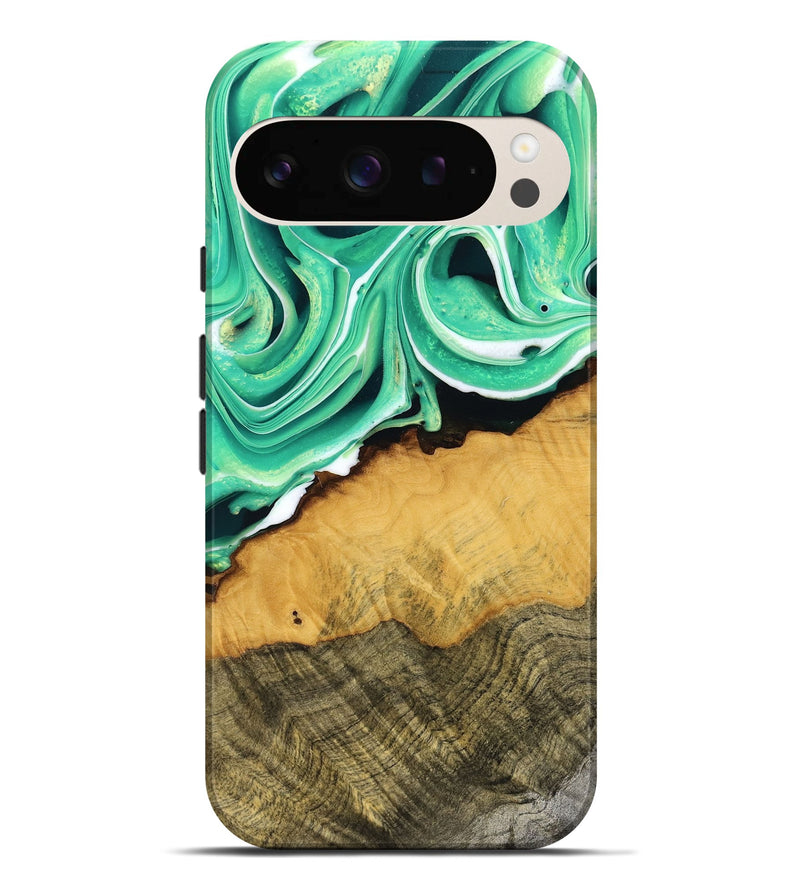 Pixel 9 Pro XL Wood Live Edge Phone Case - Liliana (Green, 737948)