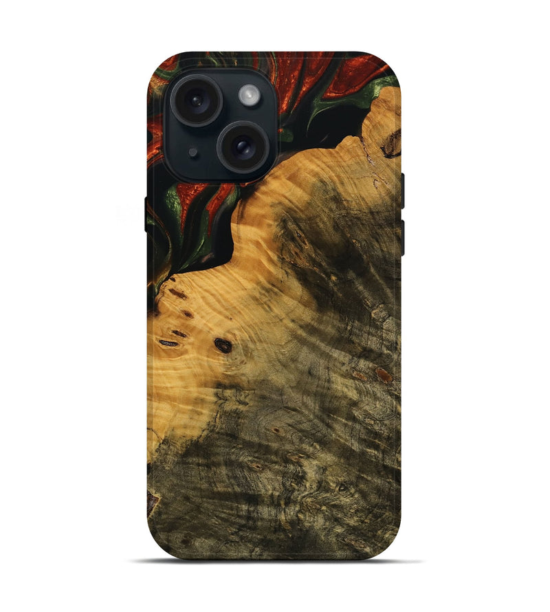 iPhone 15 Wood Live Edge Phone Case - Zino (Green, 737955)