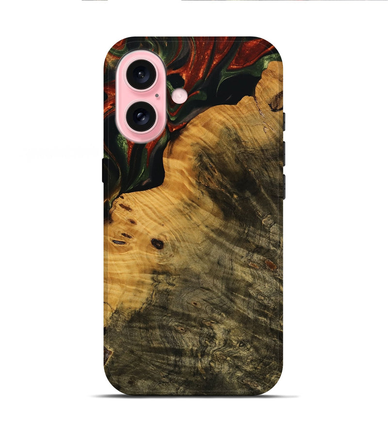 iPhone 16 Wood Live Edge Phone Case - Zino (Green, 737955)