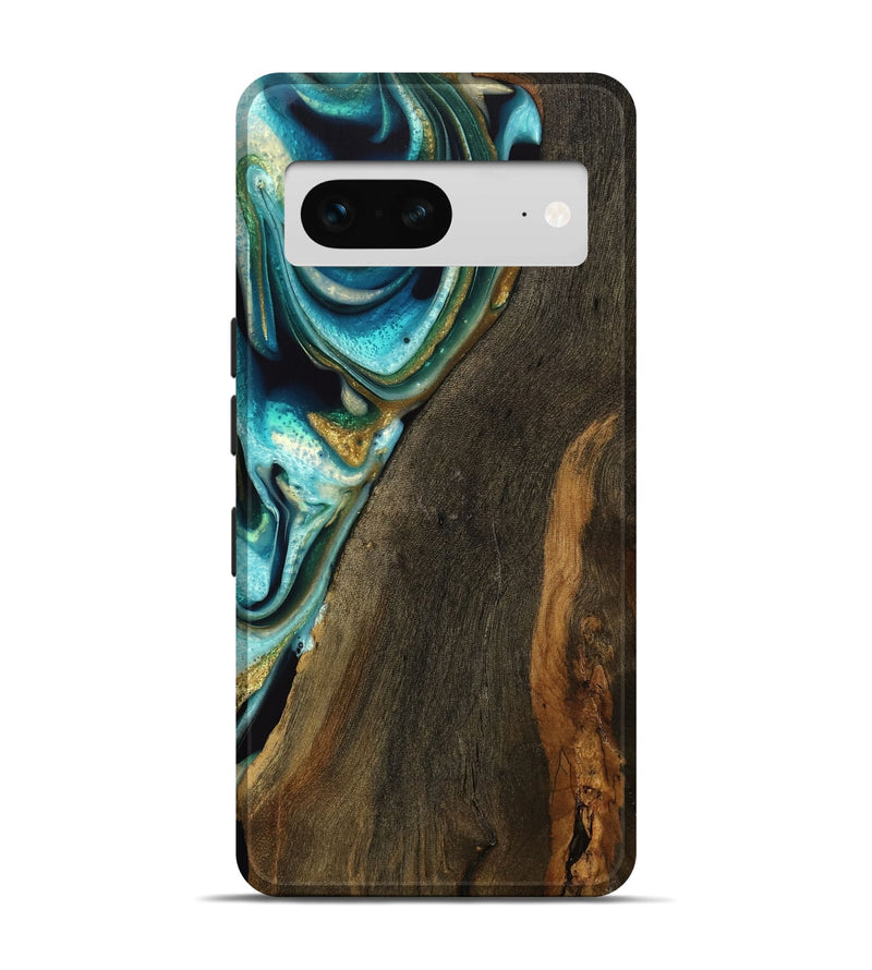 Pixel 7 Wood Live Edge Phone Case - Anader (Teal & Gold, 738045)