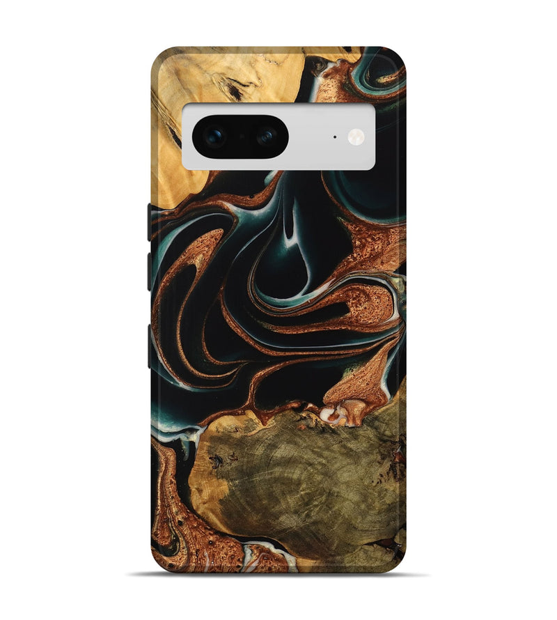 Pixel 7 Wood Live Edge Phone Case - Adelice (Teal & Gold, 738046)