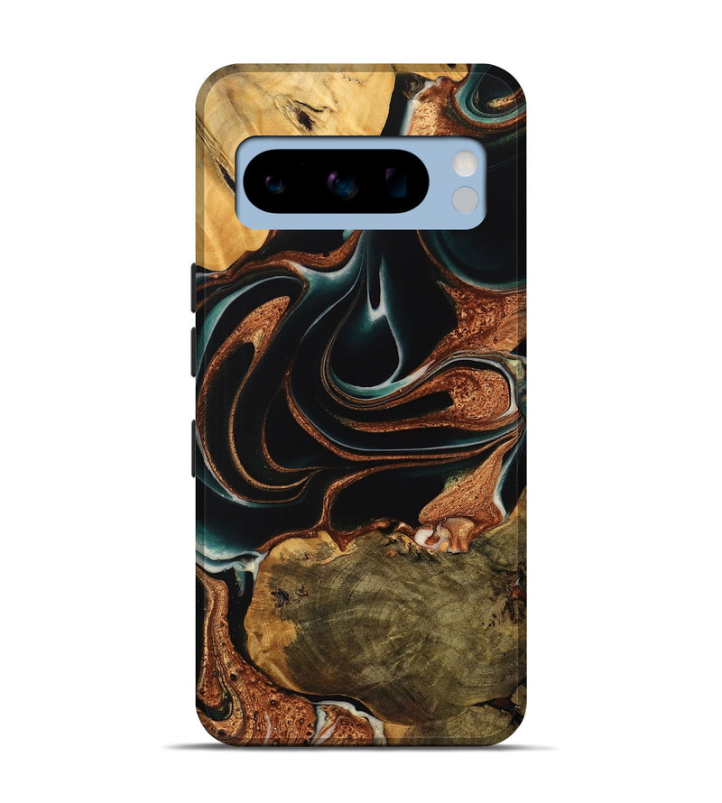 Pixel 8 Pro Wood Live Edge Phone Case - Adelice (Teal & Gold, 738046)