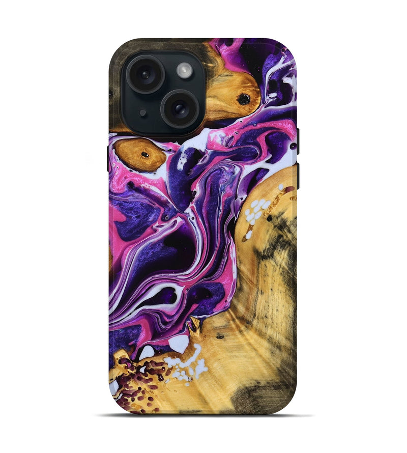 iPhone 15 Wood Live Edge Phone Case - Jiff (Purple, 738049)