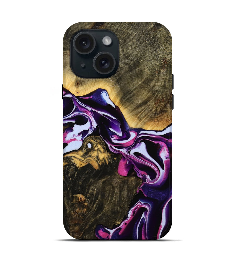 iPhone 15 Wood Live Edge Phone Case - Alev (Purple, 738055)