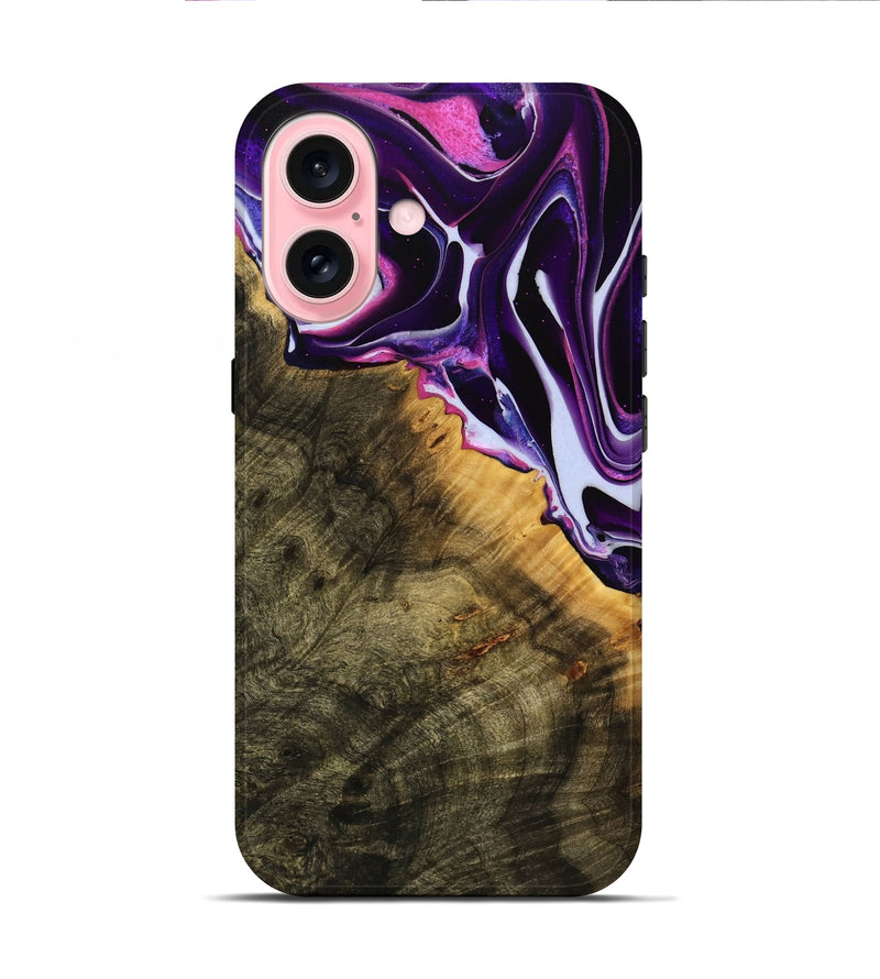 iPhone 16 Wood Live Edge Phone Case - Malissa (Purple, 738056)