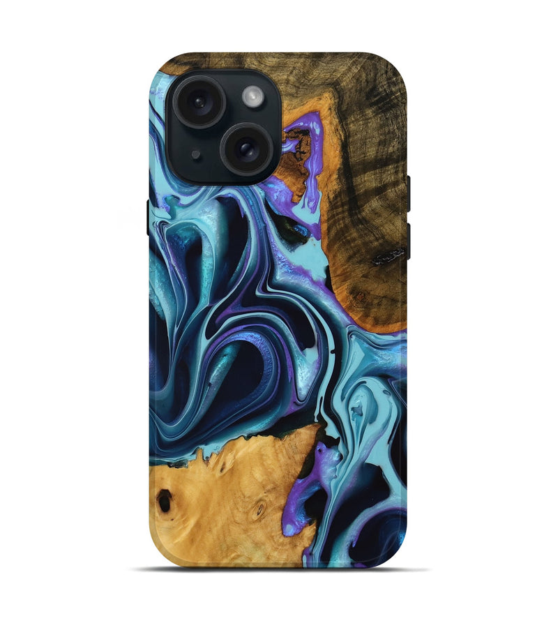 iPhone 15 Wood Live Edge Phone Case - Deloria (Purple, 738058)